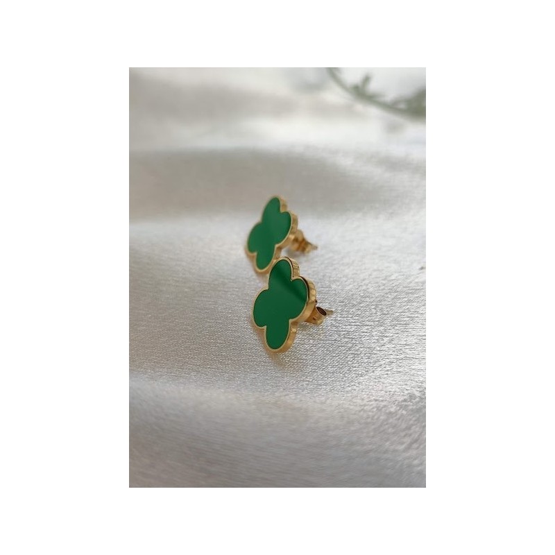 Pendientes trebol verde