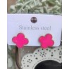 Pendientes trebol rosa intenso