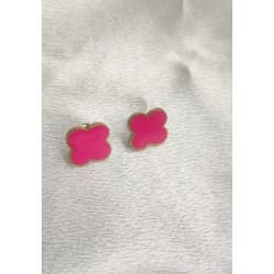 Pendientes trebol rosa intenso