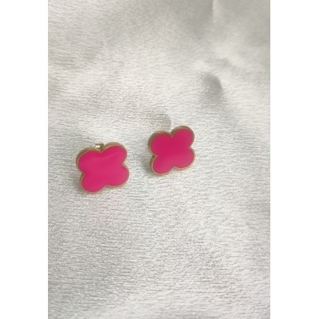 Pendientes trebol rosa intenso