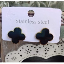 Pendientes trebol negro
