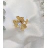 Anillo ajustable Flor con perla de agua natural