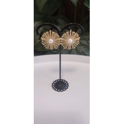 Pendientes rayo de luz con perla de agua
