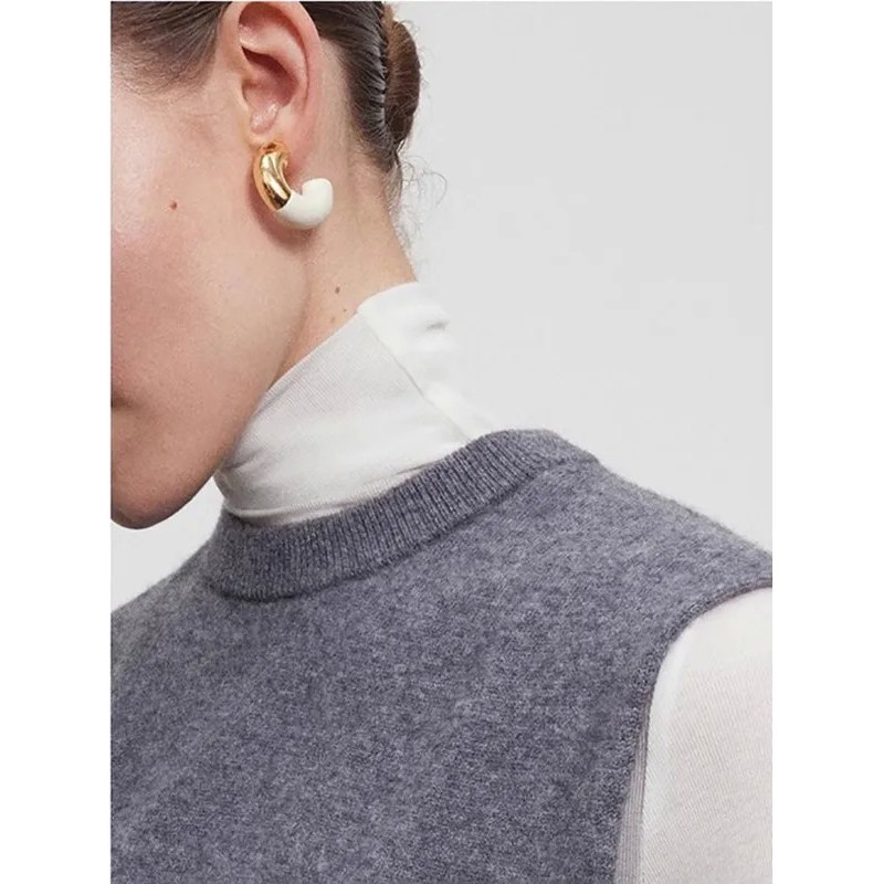 Aretes  medianos estilo vintage copper blancos